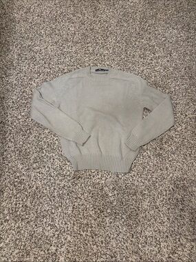 Women's Light Gray Crewneck Sweater - Classic Knit Wool Blend Vintage